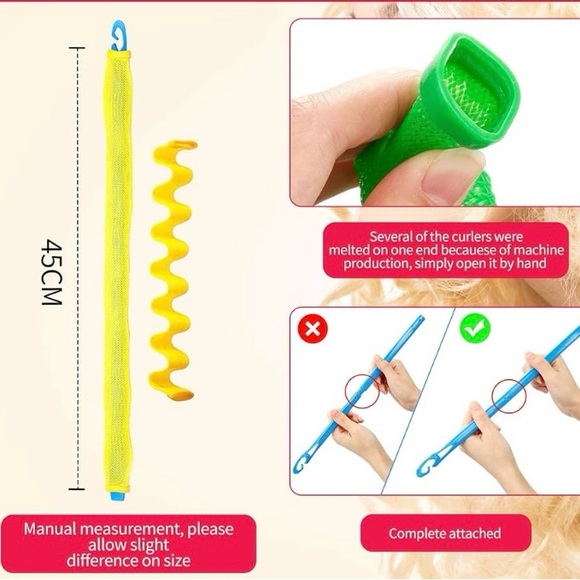 30 Pieces Heatless Waves Curlers Spiral Curls Styling No Heat HairRollers Hooks - Picture 5 of 8